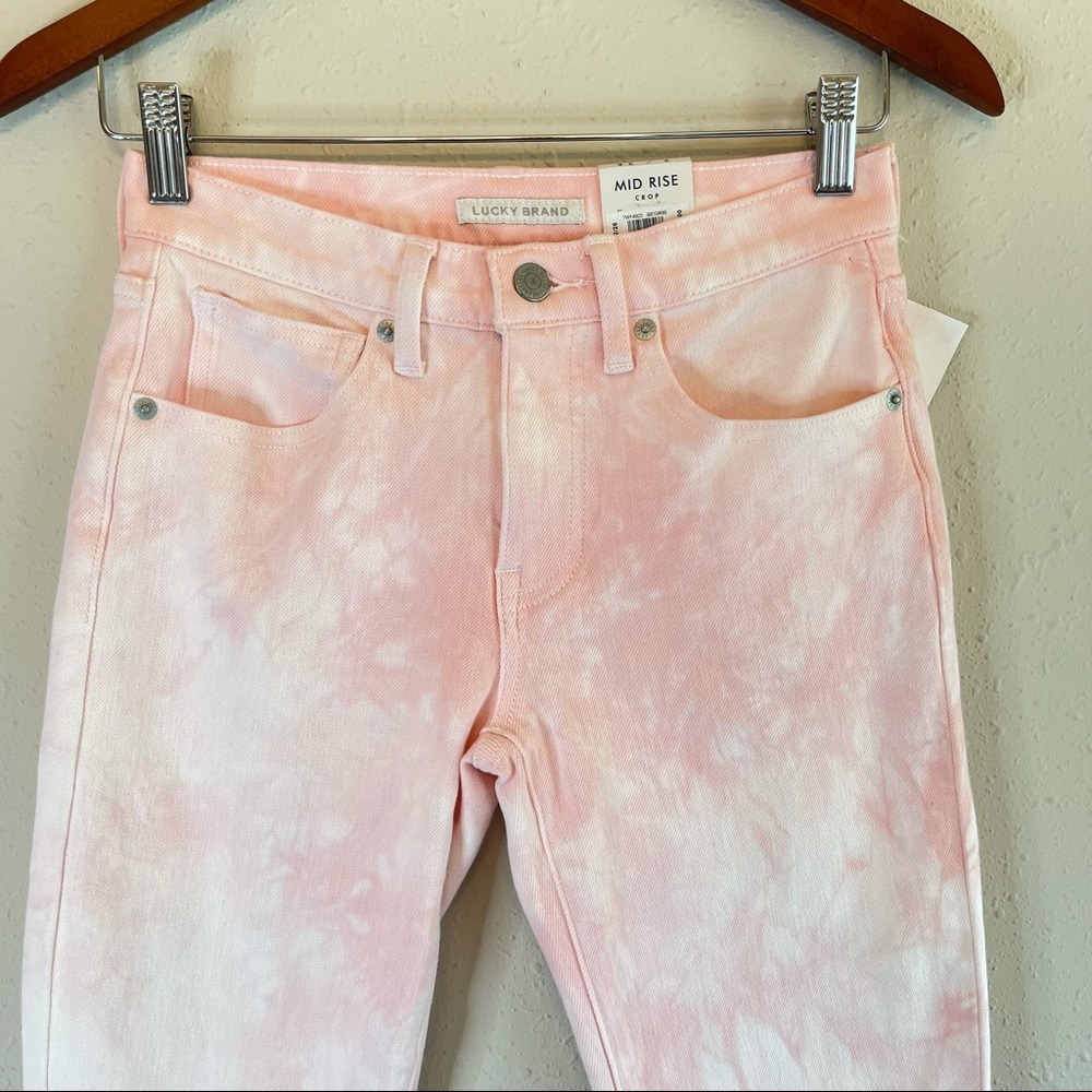Lucky Brand Tie Dye Pink White Women’s Crop Skinny Jeans Size 10 NWT - Picture 3 of 9